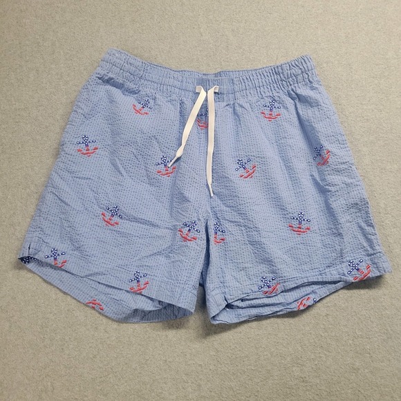 Chubbies Shorts Swim Trunks Mens Size Medium‎ American Flag Anchor Blue USA - Picture 1 of 9
